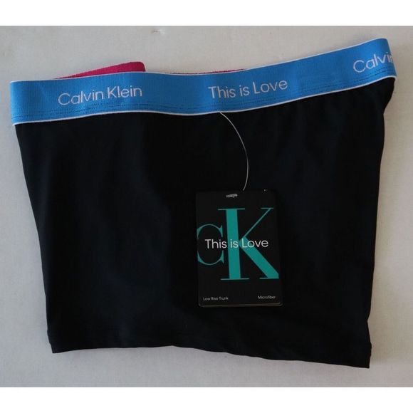 Calvin Klein NB3513 Men Sz L Black Pride This Is Love Microfiber Low-Rise Trunk - Picture 3 of 6
